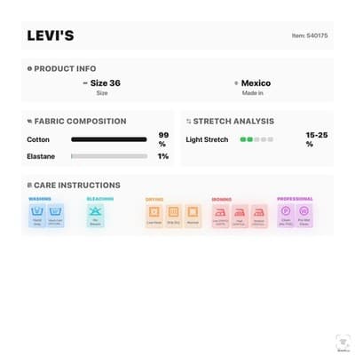 Levis S40175 Jeans Mens 36x34 Blue Medium Wash Denim Tapered Slim Zip Fly - Thumbnail 14