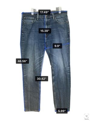 Levis S40175 Jeans Mens 36x34 Blue Medium Wash Denim Tapered Slim Zip Fly - Thumbnail 12