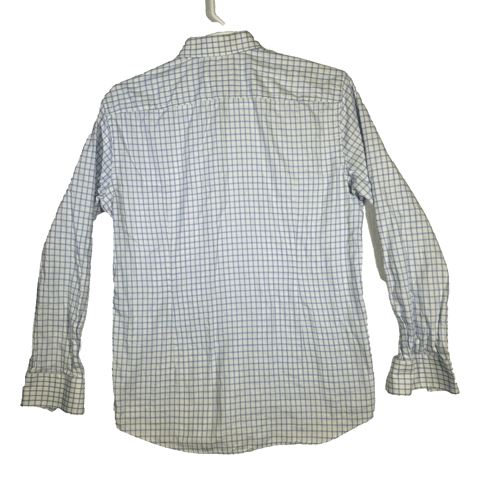 Hugo Boss Men’s Slim Fit Dress Shirt Size 17 Blue & White Check French Cuff - Thumbnail 2