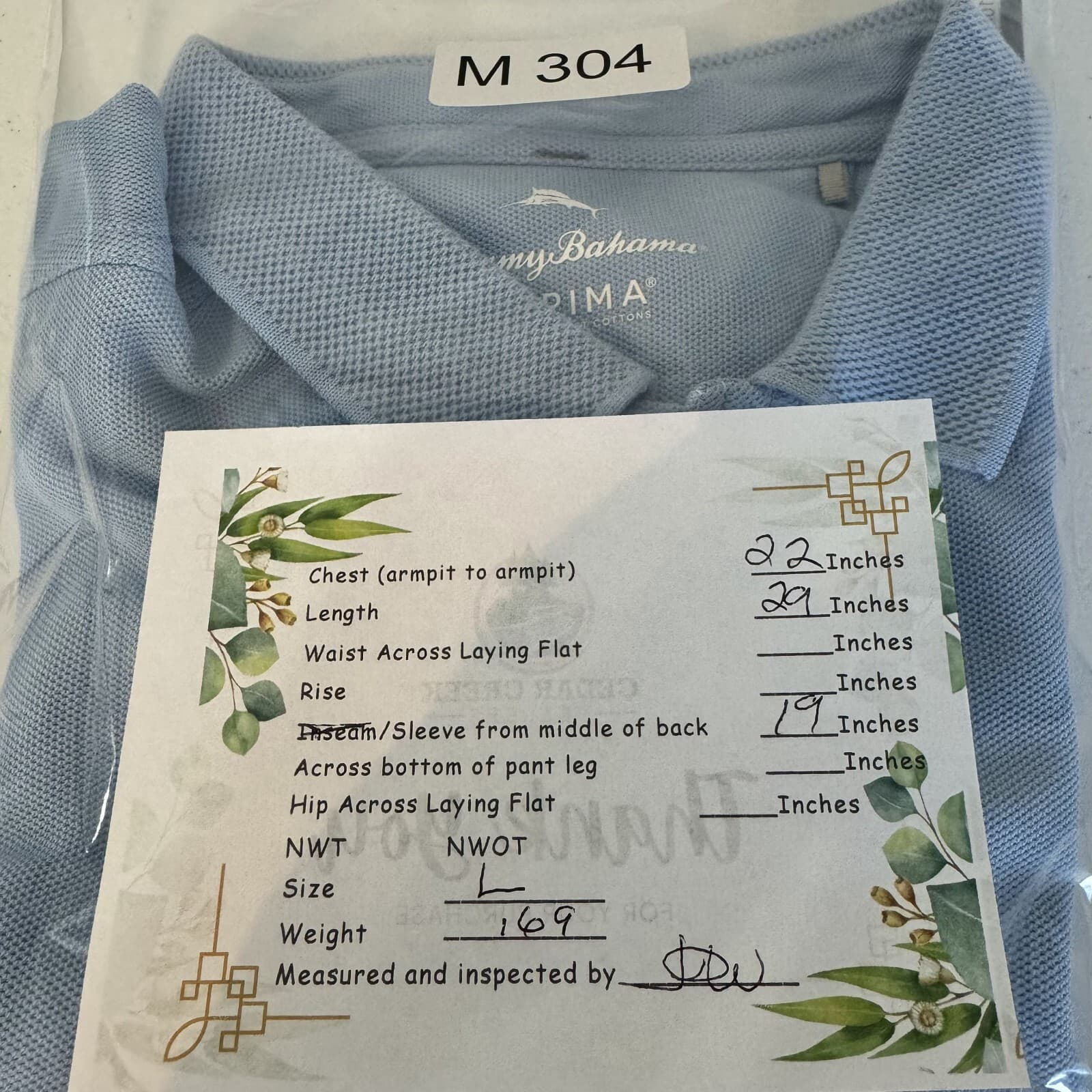 Tommy Bahama Men’s Large Blue Supima Cotton Golf Performance Polo – Short Sleeve - Thumbnail 15