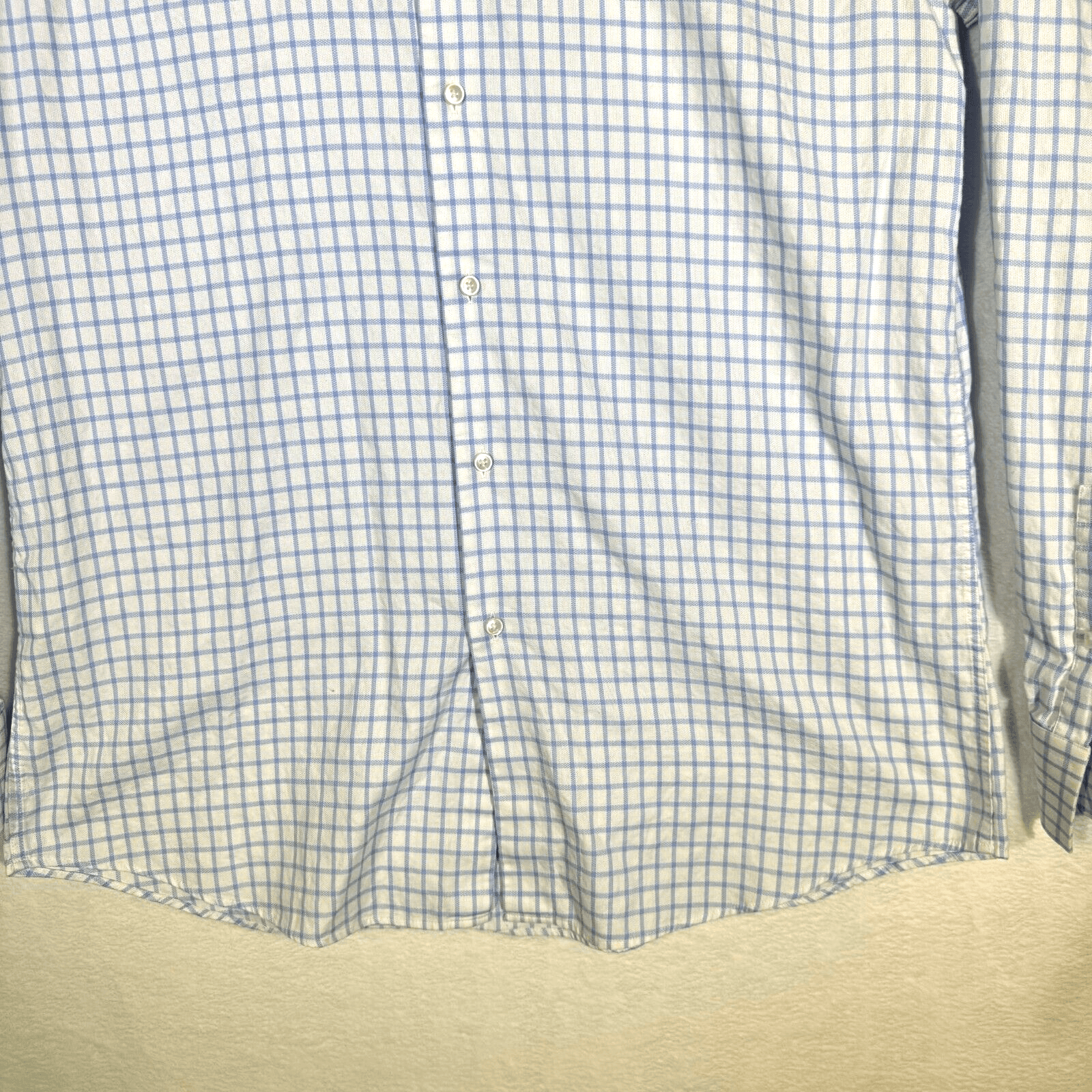 Hugo Boss Men’s Slim Fit Dress Shirt Size 17 Blue & White Check French Cuff - Thumbnail 3