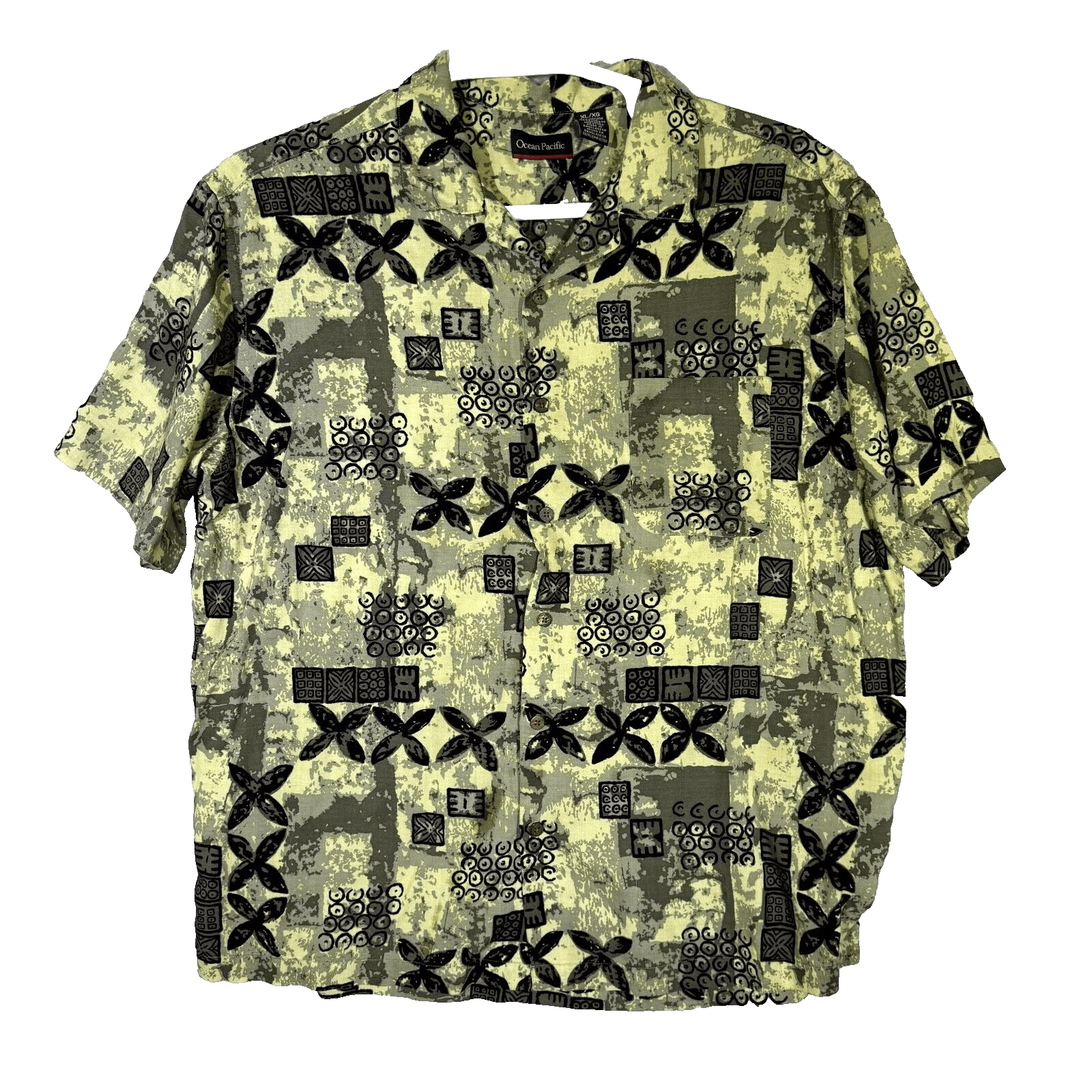 Ocean Pacific Men's Shirt XL Green Hawaiian Viscose Short Sleeve Button Up - Image 1