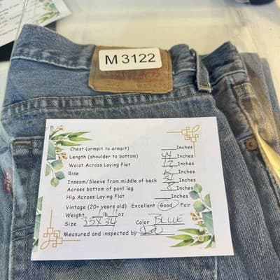 Vintage Levis 550 Jeans Mens 34x34 Blue Relaxed Tapered Distressed Denim - Thumbnail 7