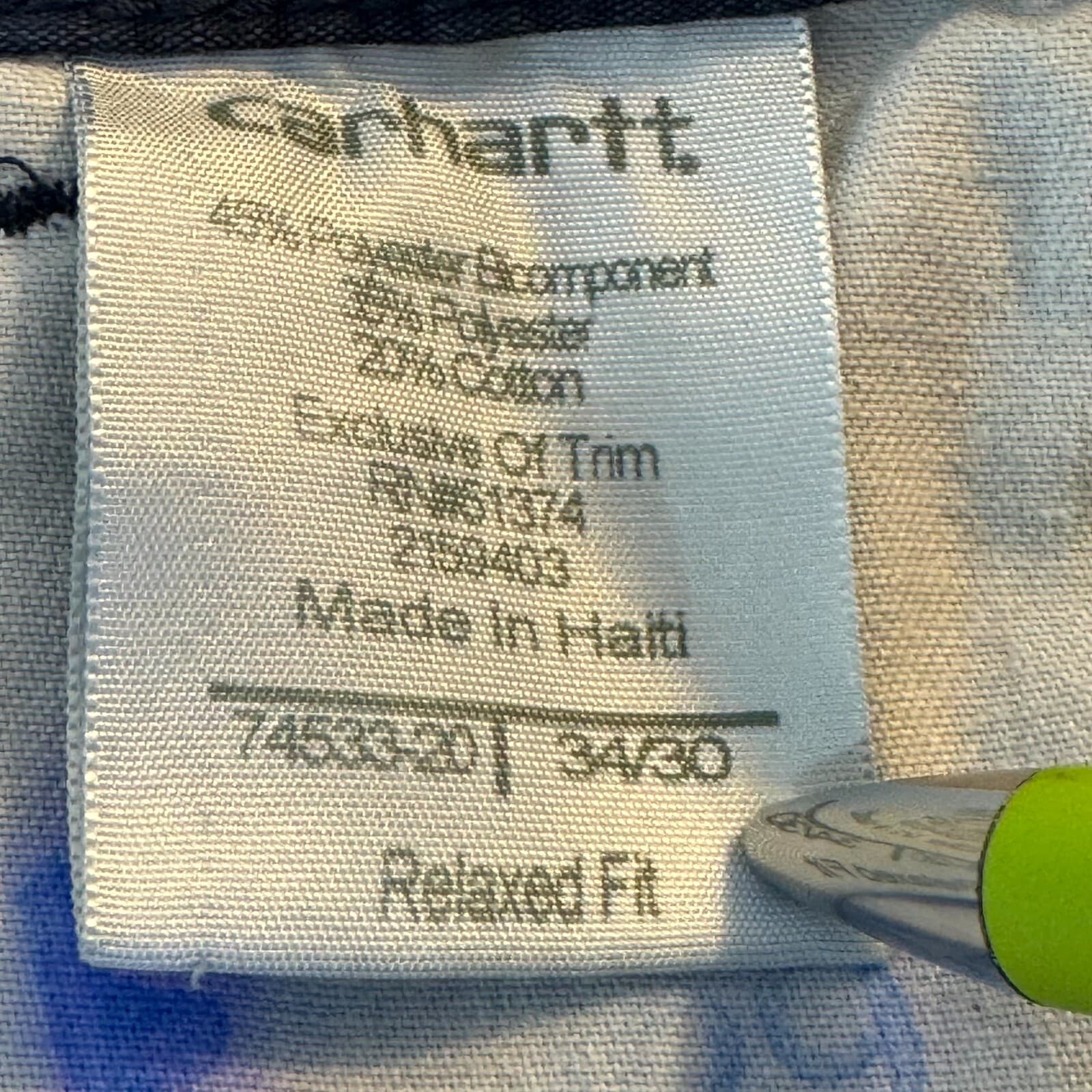 Carhartt Men's Carpenter 74533-20 Pants 34 X 29 Navy Ripstop Relaxed Fit M1751 - Thumbnail 5