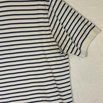 Polo Ralph Lauren Polo Shirt Mens Large White Blue Striped Pony Logo Cotton - Thumbnail 12