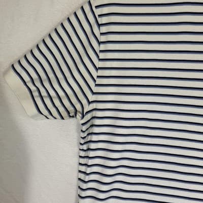 Polo Ralph Lauren Polo Shirt Mens Large White Blue Striped Pony Logo Cotton - Thumbnail 10
