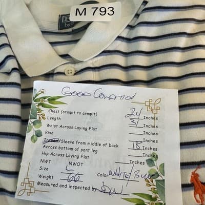 Polo Ralph Lauren Polo Shirt Mens Large White Blue Striped Pony Logo Cotton - Thumbnail 15