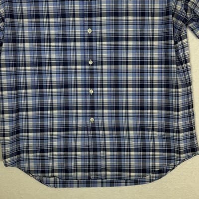 Ralph Lauren Shirt Mens Large Blue Plaid Button Down Short Sleeve Polo Pony - Thumbnail 3