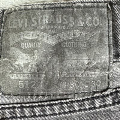 Levis 512 Jeans Mens 30x30 (30x28) Charcoal Slim Tapered Stretch Denim Faded - Thumbnail 7