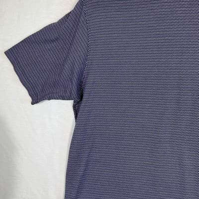 Peter Millar Polo Shirt Mens XL Purple Navy Micro Print Golf 3 Button - Thumbnail 7