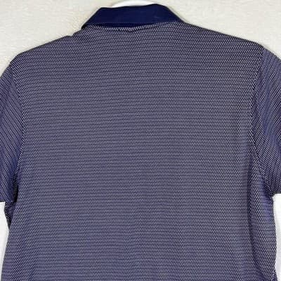 Peter Millar Polo Shirt Mens XL Purple Navy Micro Print Golf 3 Button - Thumbnail 8
