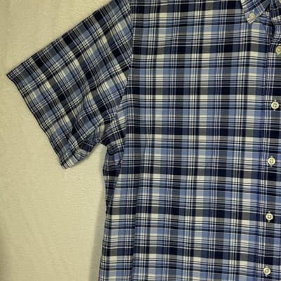 Ralph Lauren Shirt Mens Large Blue Plaid Button Down Short Sleeve Polo Pony - Thumbnail 4