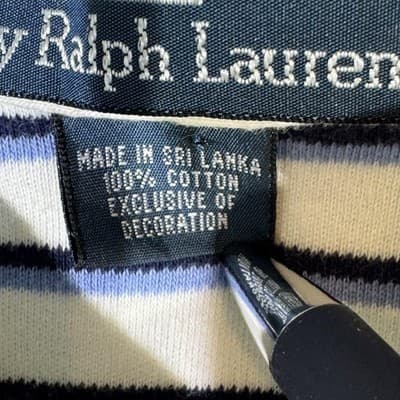 Polo Ralph Lauren Polo Shirt Mens Large White Blue Striped Pony Logo Cotton - Thumbnail 9