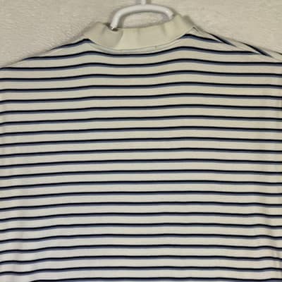 Polo Ralph Lauren Polo Shirt Mens Large White Blue Striped Pony Logo Cotton - Thumbnail 11