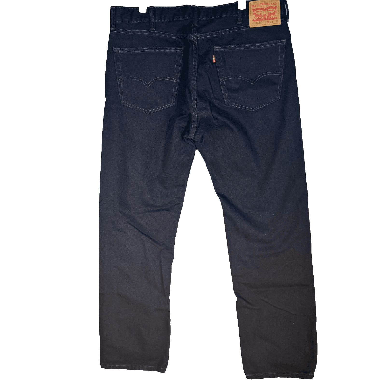 Levis 505 Jeans Mens 38x32 Regular Fit Black Straight Leg Denim Pants Dark Wash - Thumbnail 2