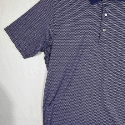 Peter Millar Polo Shirt Mens XL Purple Navy Micro Print Golf 3 Button - Thumbnail 3