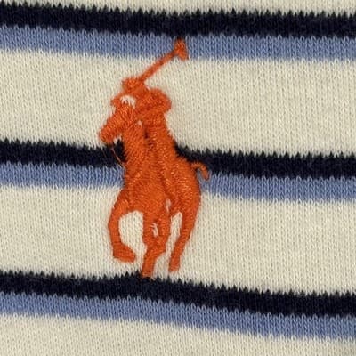 Polo Ralph Lauren Polo Shirt Mens Large White Blue Striped Pony Logo Cotton - Thumbnail 7
