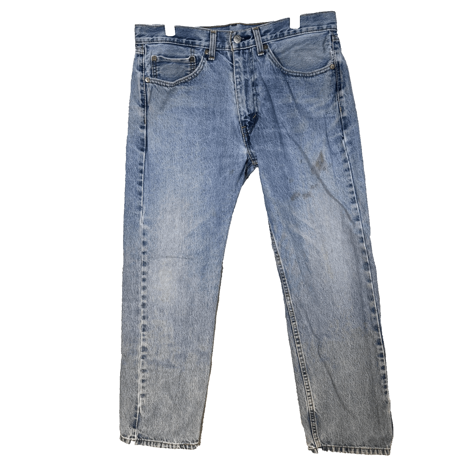 Levis 505 Jeans Mens 34x28 Light Wash Blue Straight Leg Regular Fit Denim - Image 1