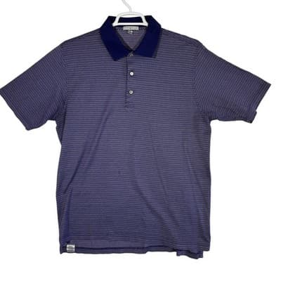 Peter Millar Polo Shirt Mens XL Purple Navy Micro Print Golf 3 Button - Image 1