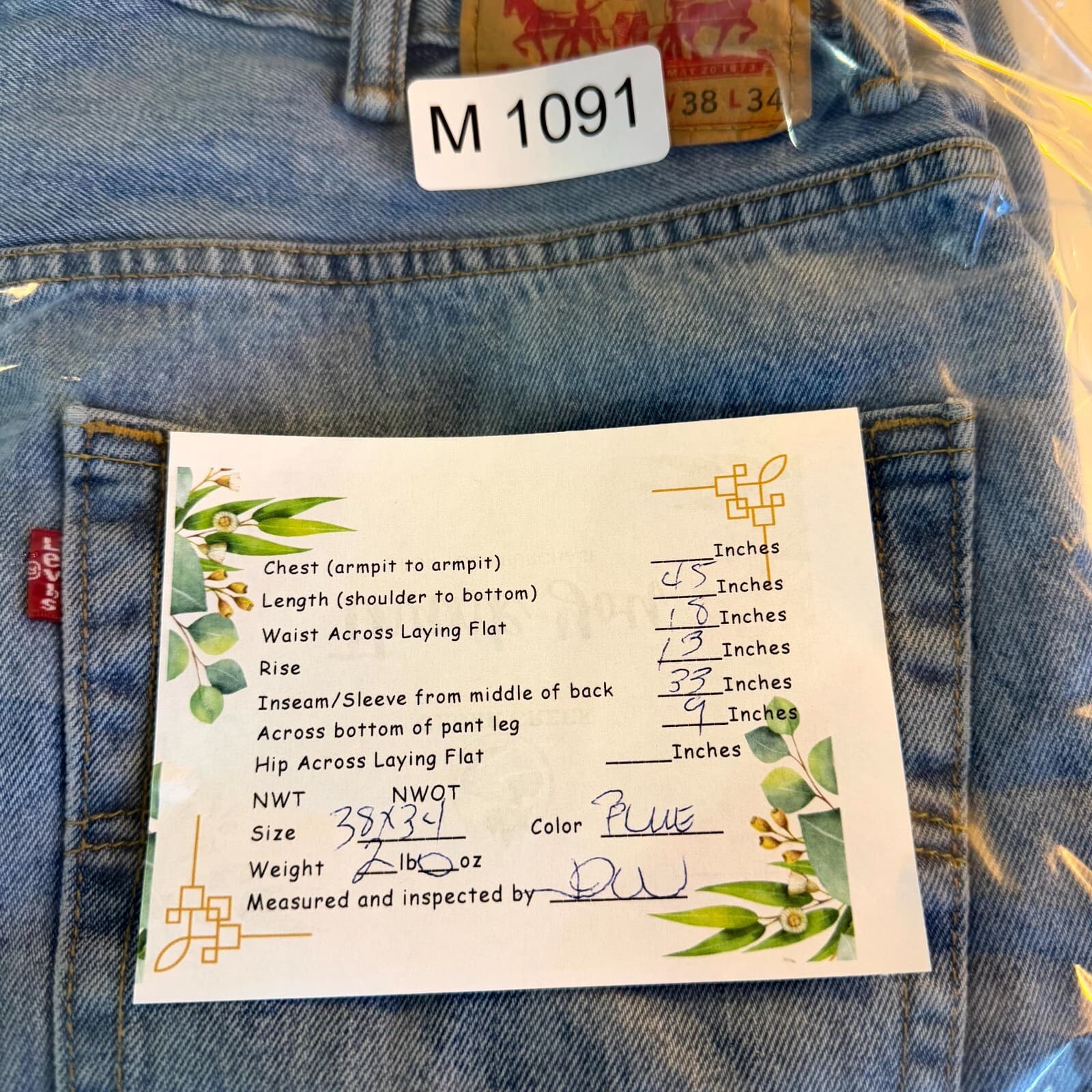 Levi’s 550 Men’s Jeans 38x34 Blue Denim High-Rise Straight Leg - Thumbnail 9