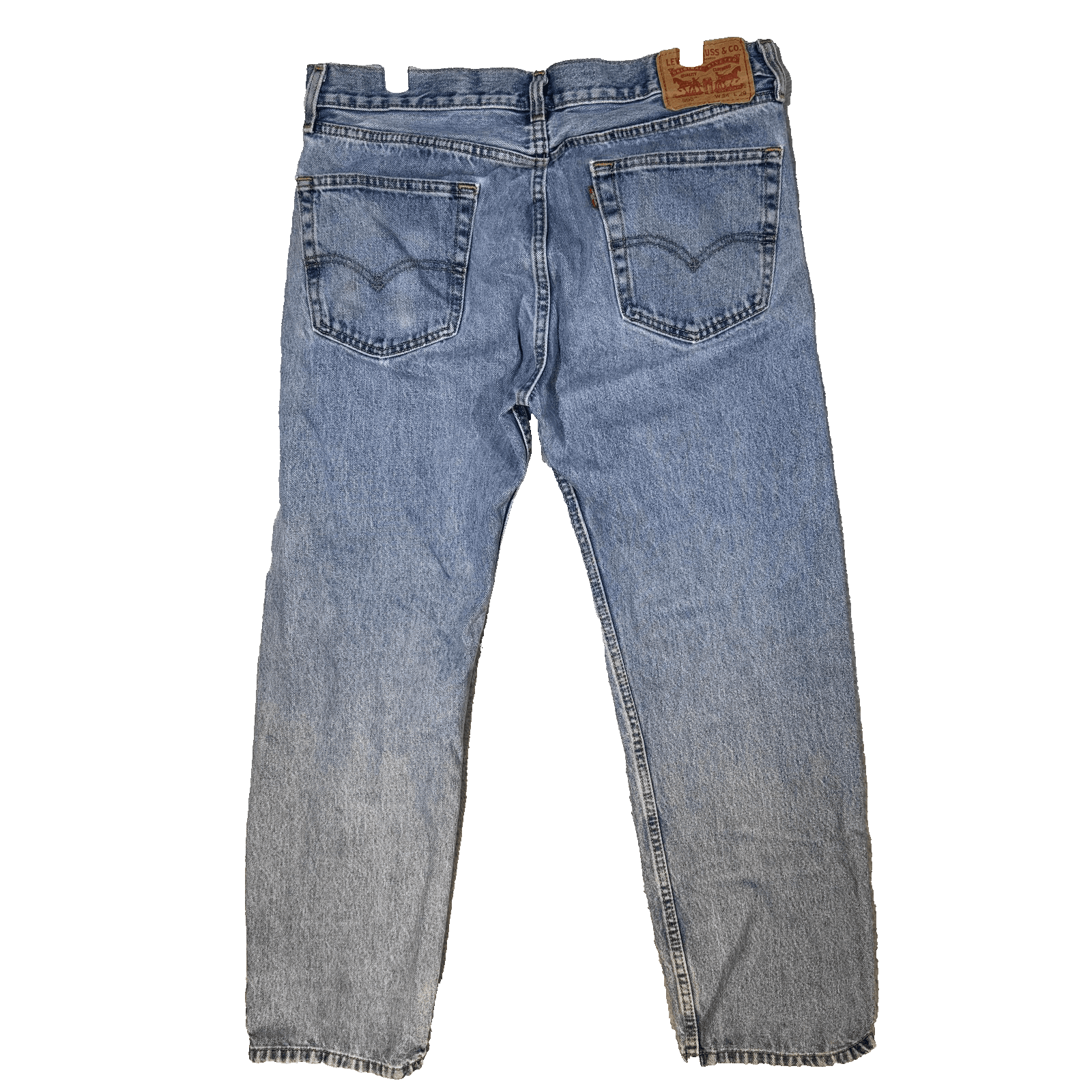 Levis 505 Jeans Mens 34x28 Light Wash Blue Straight Leg Regular Fit Denim - Thumbnail 3