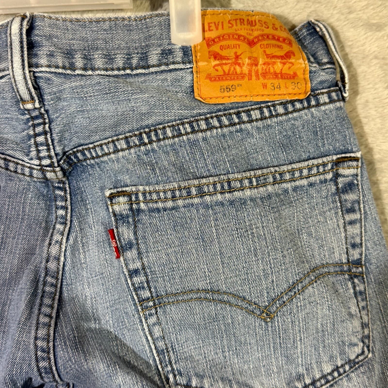 Levi’s 559 Men’s Jeans 34x30 Blue Denim Mid-Rise Straight Leg - Thumbnail 10