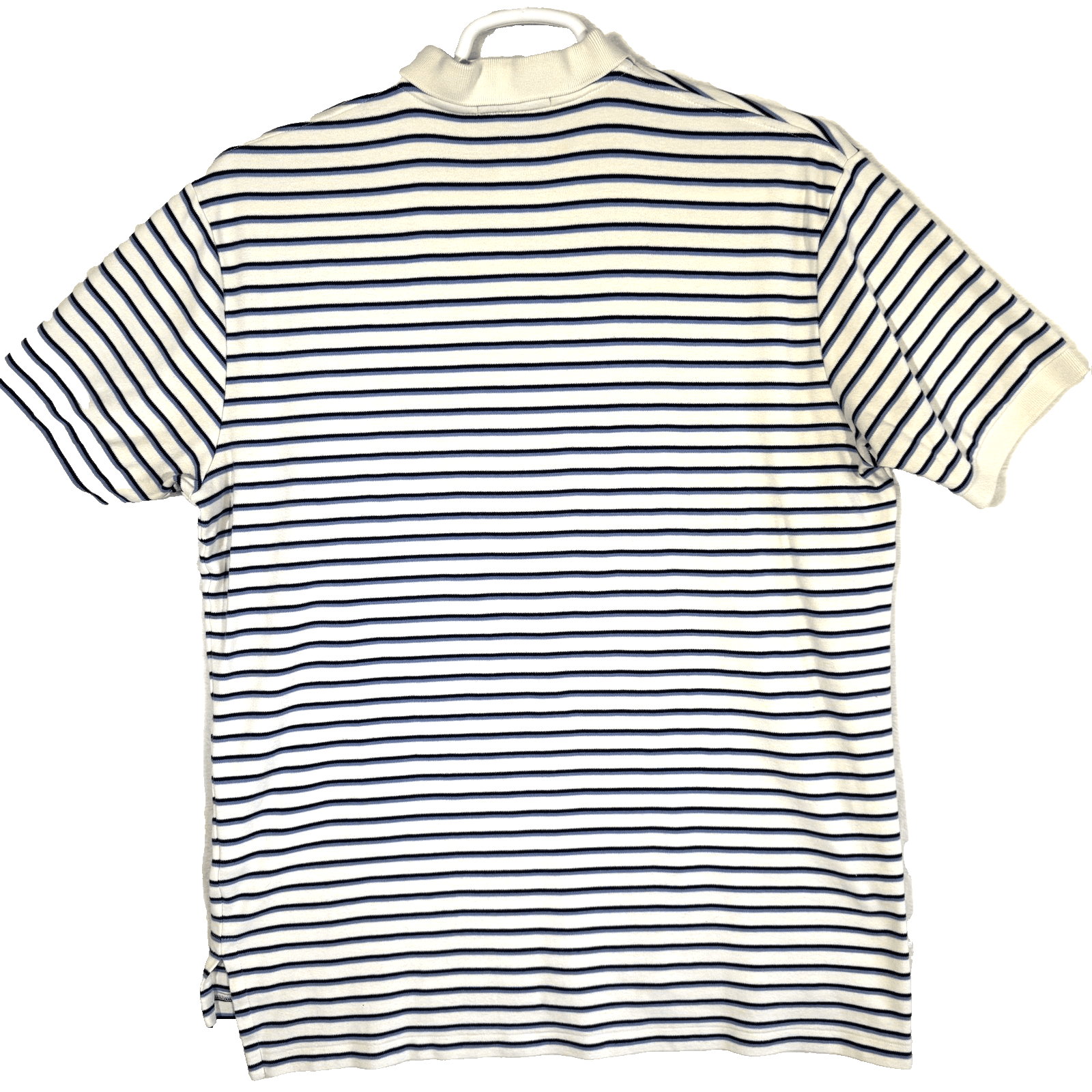 Polo Ralph Lauren Polo Shirt Mens Large White Blue Striped Pony Logo Cotton - Thumbnail 2