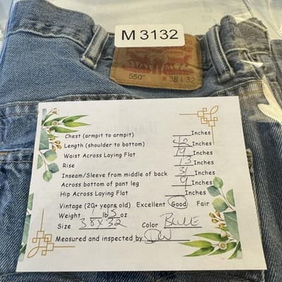 Levis 550 Jeans Mens 38x31 (38x32) Blue Relaxed Tapered Denim Distressed - Thumbnail 9