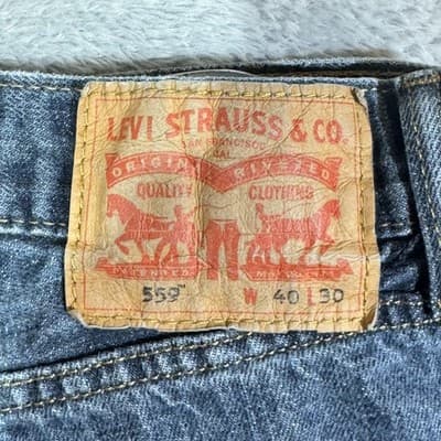 Levis 559 Jeans Mens 40x30 (38x29) Blue Denim Relaxed Straight Classic - Thumbnail 3