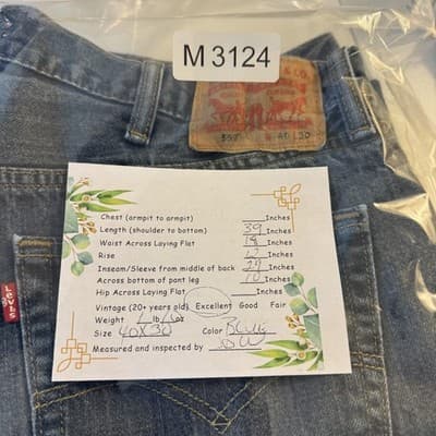 Levis 559 Jeans Mens 40x30 (38x29) Blue Denim Relaxed Straight Classic - Thumbnail 9