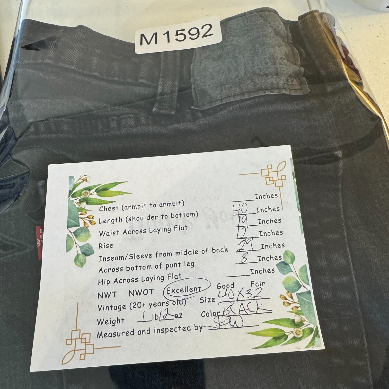 Levi's 541 Mens Jeans 40x32 Black Stretch Mid Rise Athletic Fit Straight - Thumbnail 8