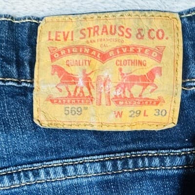 Levis 569 Jeans Mens 29x30 Blue Medium Wash Relaxed Straight Denim Mid Rise - Thumbnail 5