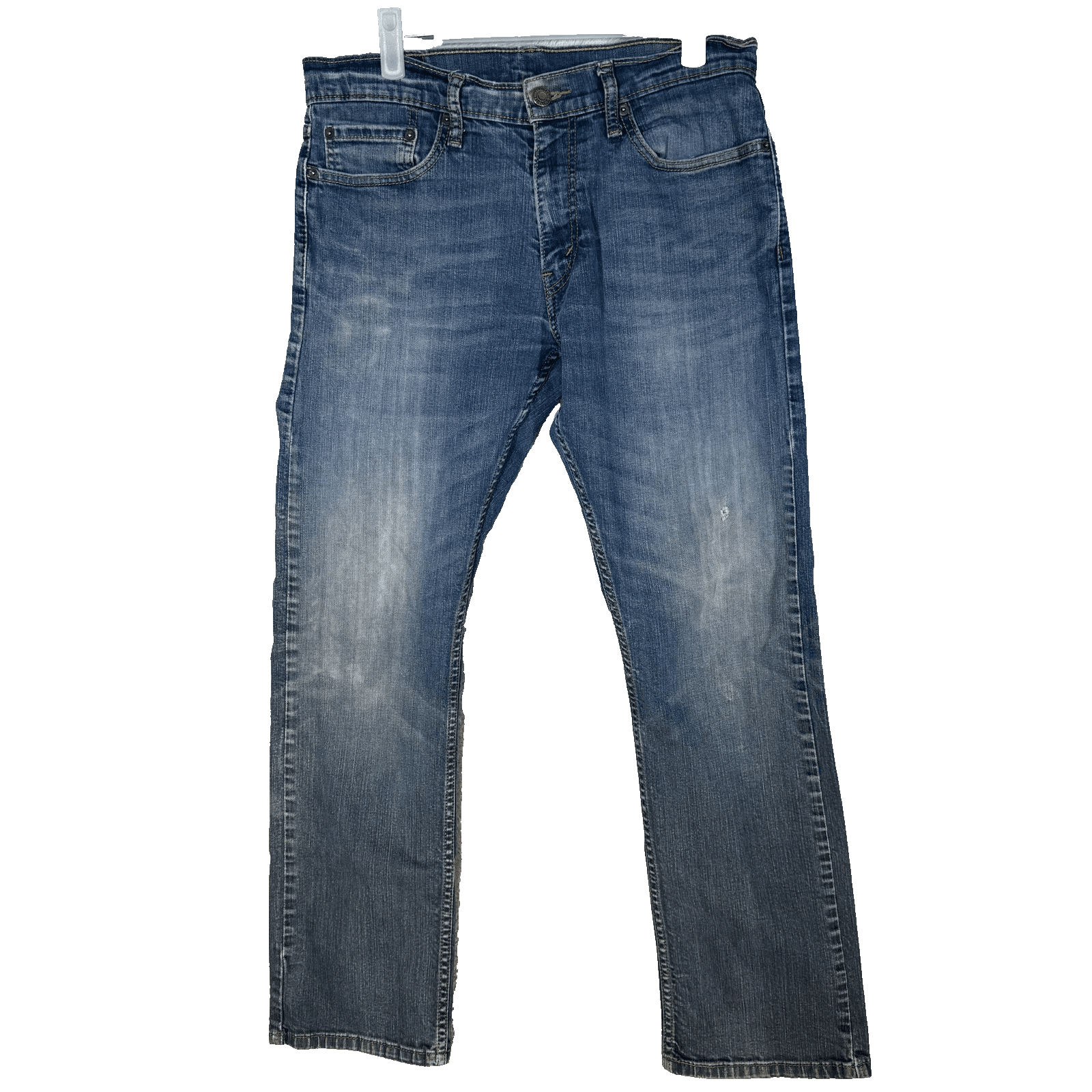 Levis 514 Jeans Mens 32x30 Blue Stretch Denim Straight Distressed Medium Wash - Image 1