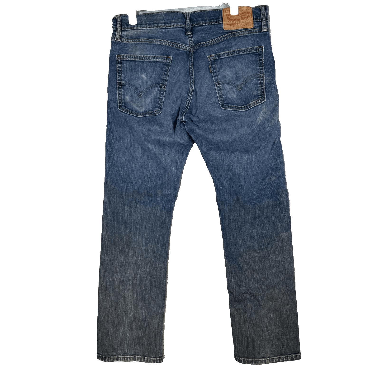 Levis 514 Jeans Mens 32x30 Blue Stretch Denim Straight Distressed Medium Wash - Thumbnail 4