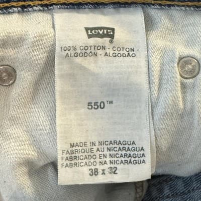 Levis 550 Jeans Mens 38x31 (38x32) Blue Relaxed Tapered Denim Distressed - Thumbnail 5