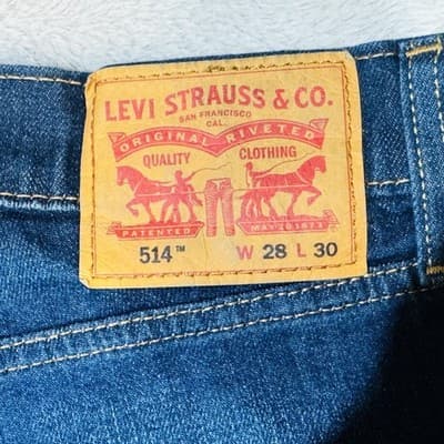 Levis 514 Jeans Mens 28x30 Blue Medium Wash Straight Denim Stretch Mid Rise - Thumbnail 4