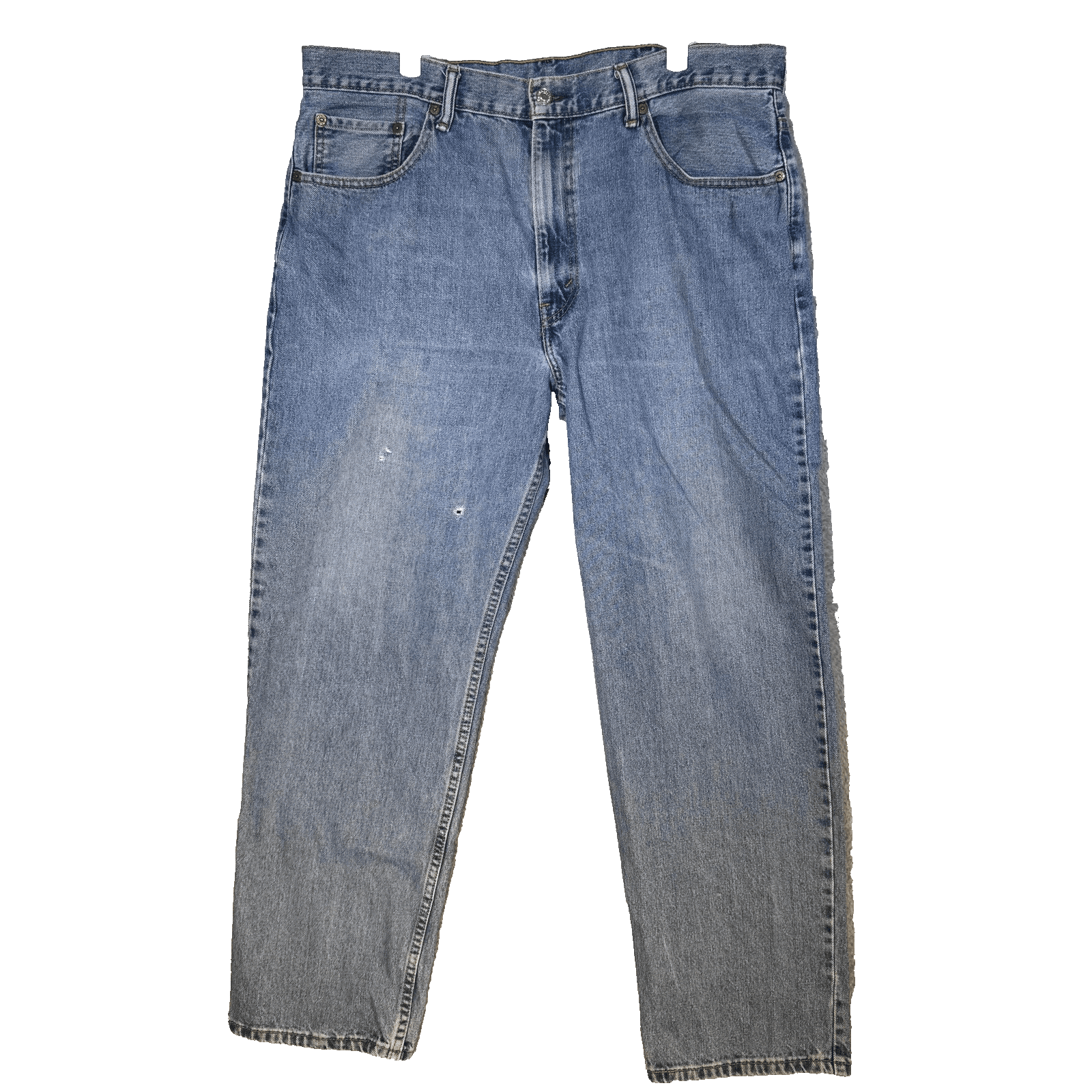 Levis 550 Jeans Mens 38x31 (38x32) Blue Relaxed Tapered Denim Distressed - Image 1
