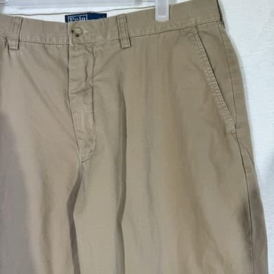 Polo Ralph Lauren Preston Pants Mens 35x30 Classic Chino Khaki Embroidered - Thumbnail 5
