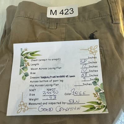 Polo Ralph Lauren Preston Pants Mens 35x30 Classic Chino Khaki Embroidered - Thumbnail 17