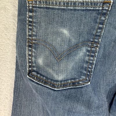 Levis 514 Jeans Mens 32x30 Blue Stretch Denim Straight Distressed Medium Wash - Thumbnail 5