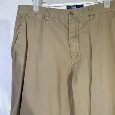 Polo Ralph Lauren Preston Pants Mens 35x30 Classic Chino Khaki Embroidered - Thumbnail 4