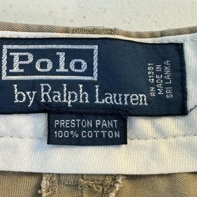 Polo Ralph Lauren Preston Pants Mens 35x30 Classic Chino Khaki Embroidered - Thumbnail 11
