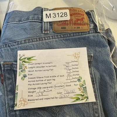 Levis 469 Shorts Mens 38 Light Wash Denim Relaxed Fit Bermuda Casual - Thumbnail 9