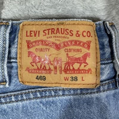 Levis 469 Shorts Mens 38 Light Wash Denim Relaxed Fit Bermuda Casual - Thumbnail 3