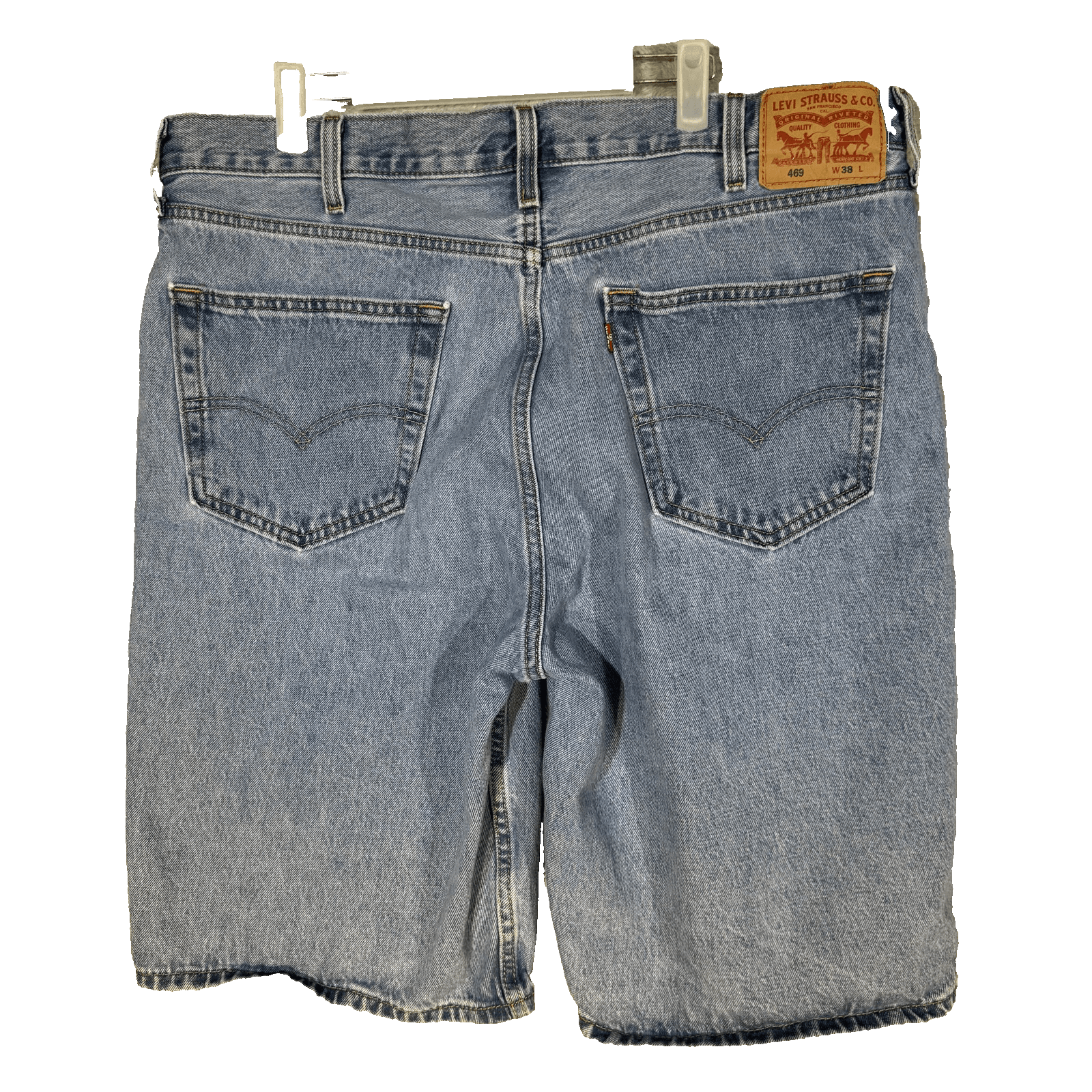 Levis 469 Shorts Mens 38 Light Wash Denim Relaxed Fit Bermuda Casual - Thumbnail 2