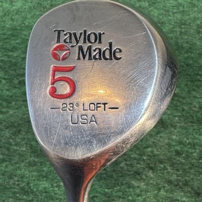 Vintage Taylor Made Pittsburgh Persimmon 5 Wood 23° Mens LH R Light Steel USA - Image 1
