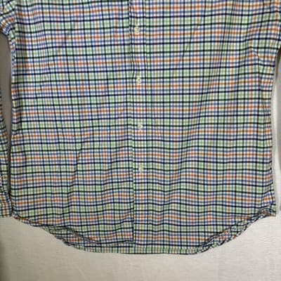Ralph Lauren Shirt Mens XL Blue Green Orange Plaid Stretch Oxford Slim Fit Polo - Thumbnail 3