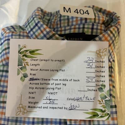 Ralph Lauren Shirt Mens XL Blue Green Orange Plaid Stretch Oxford Slim Fit Polo - Thumbnail 17