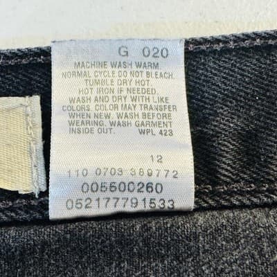 Vintage Levis 550 Jeans Mens 38x32 Black Charcoal Wash Relaxed Tapered Denim 90s - Thumbnail 6