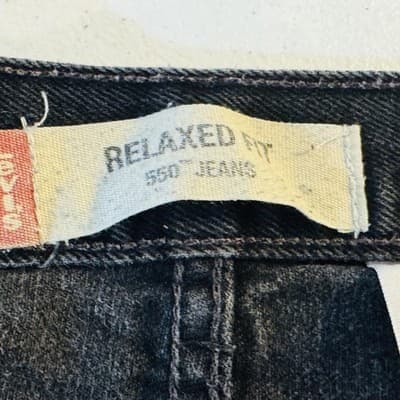 Vintage Levis 550 Jeans Mens 38x32 Black Charcoal Wash Relaxed Tapered Denim 90s - Thumbnail 4